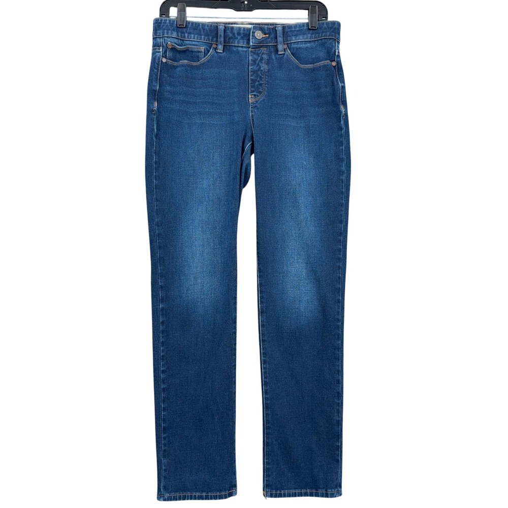 Soft Surroundings 2DH64 Women S Cotton‎ Modal Blue Straight Leg Jeans